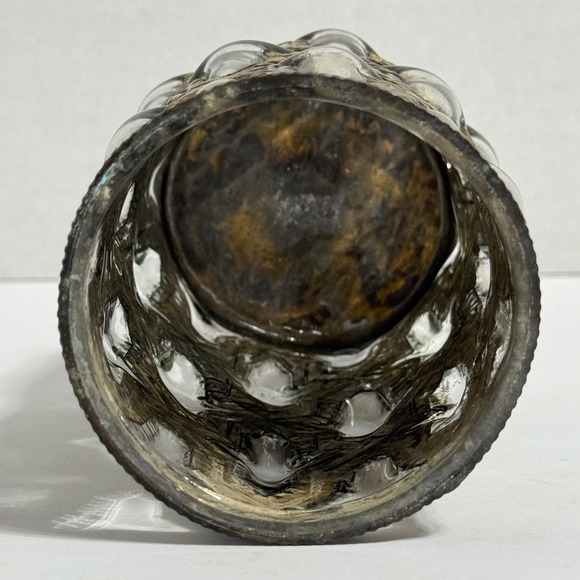 Ornate Art Deco Style Glass Vase with Metal Overlay Embossed Geometric Pattern - Picture 3 of 5